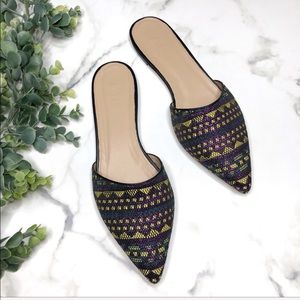 J. CREW Metallic Harper Woven Mules